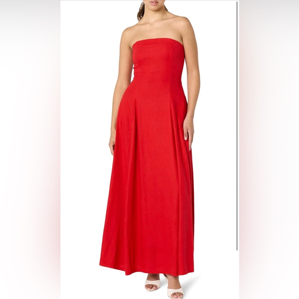 Strapless linen blend maxi